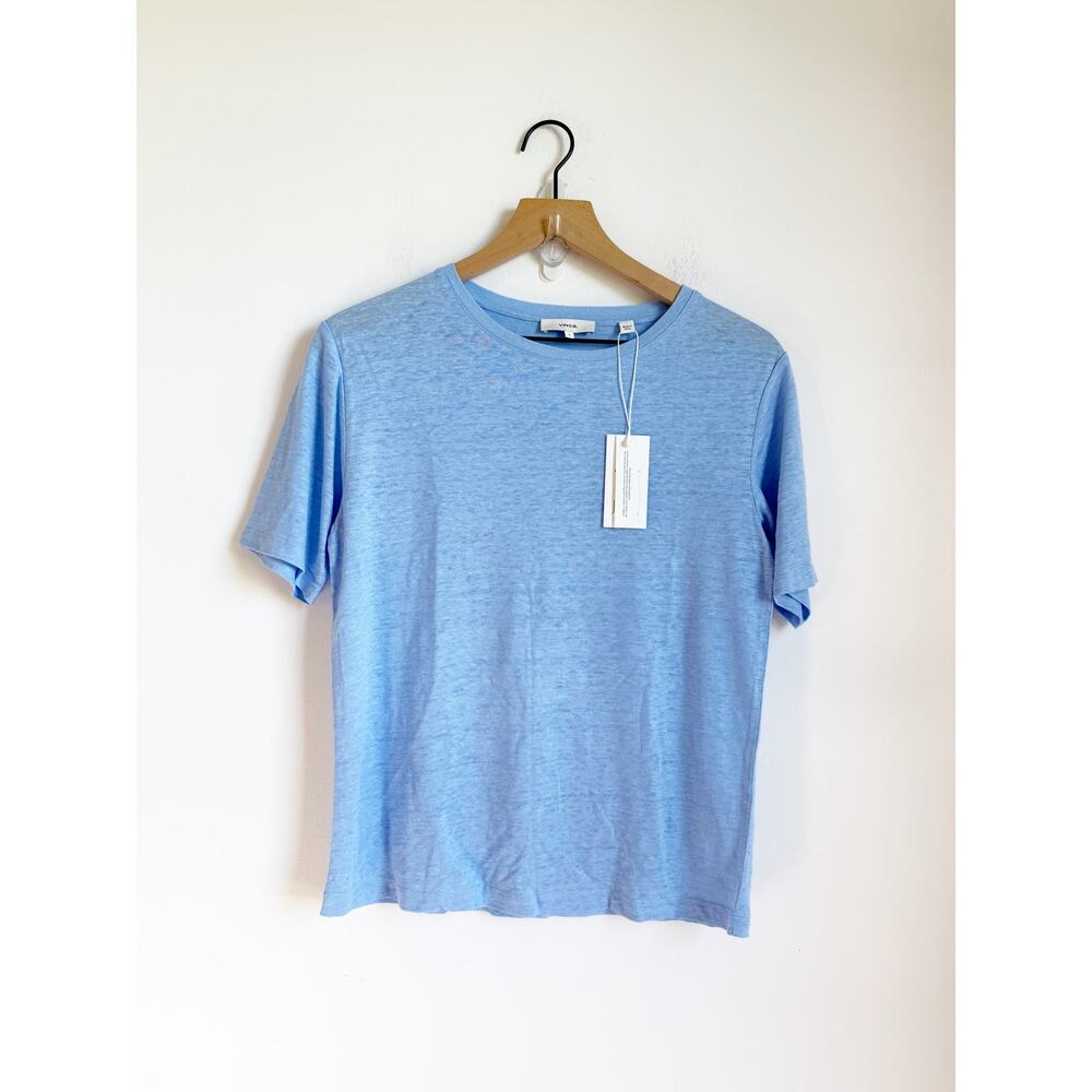 NWT Vince Relaxed Linen Tee Short Sleeve Blue Small